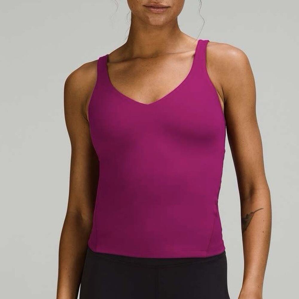 Lululemon Align Waist-Length Tank Top Magenta Purple Womens Sz 6 Padded